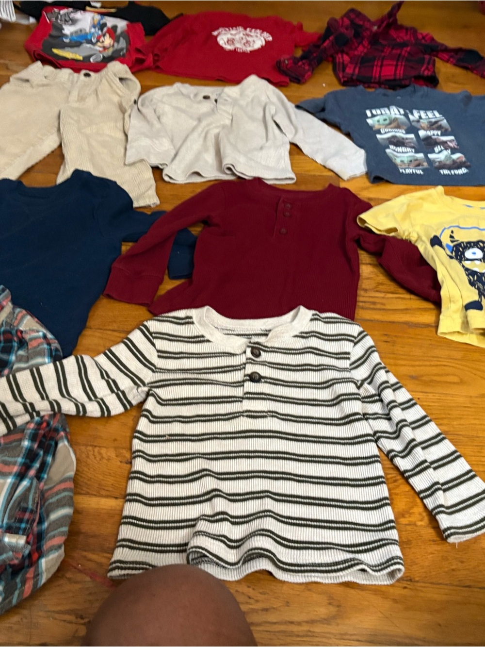 Source Unknown Black & White Striped Long-Sleeve Henley Tee